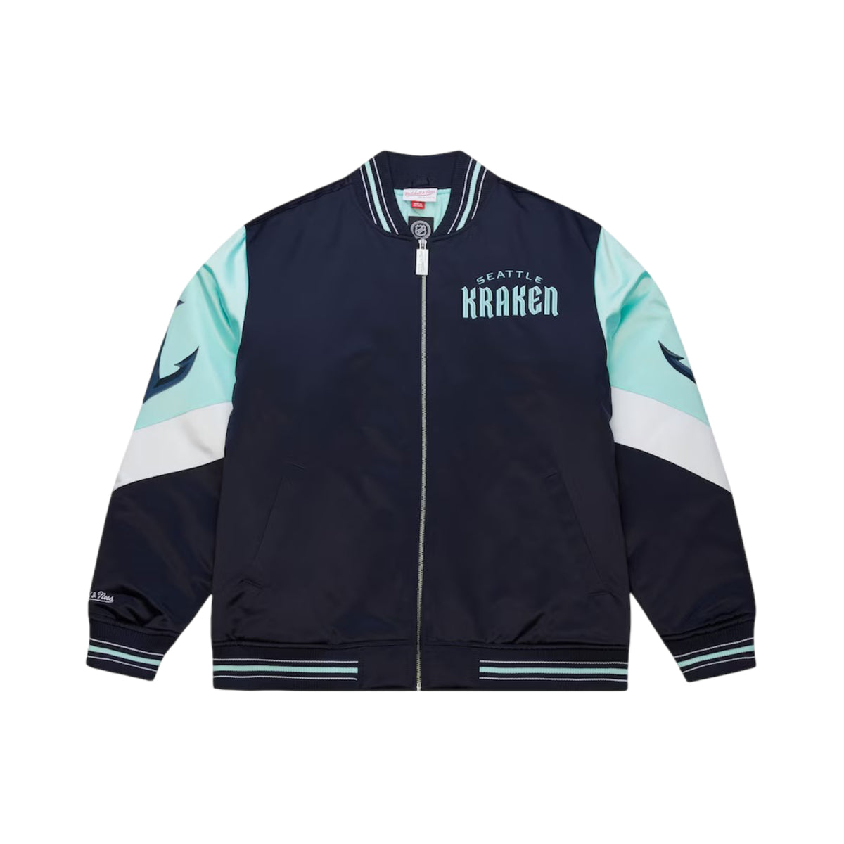Seattle Kraken Mitchell and Ness Throw it Back Heavyweight Satin Jacket