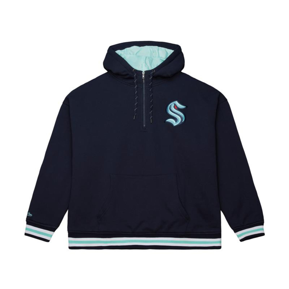 Seattle Kraken Mitchell and Ness Throw it Back Quilted Half Zip Hoodie
