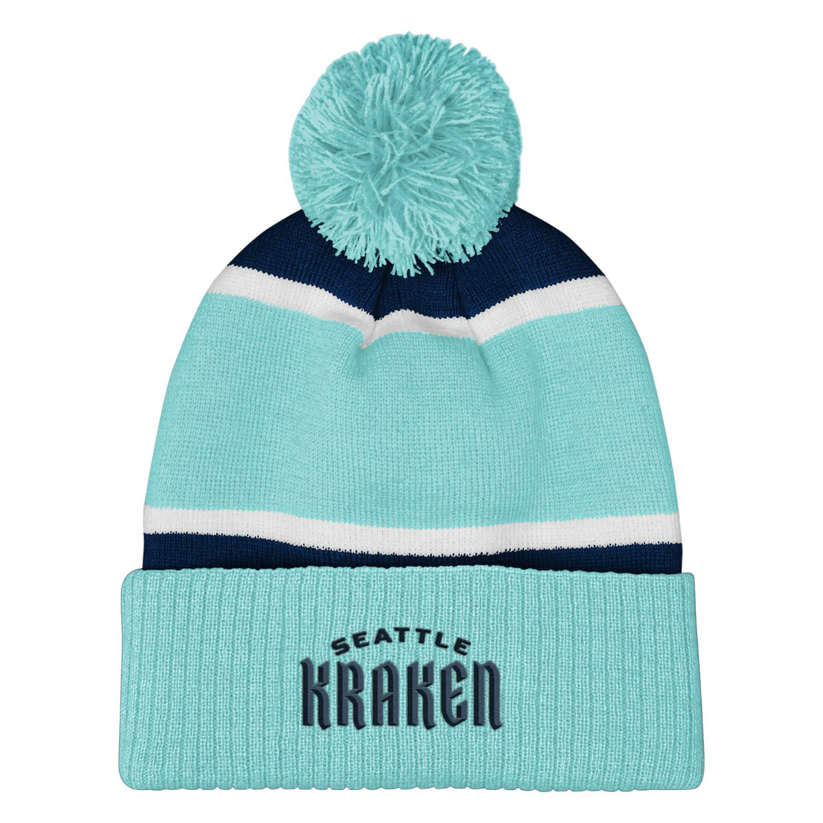 Seattle Kraken Girls Ice Blue Cuffed Pom Beanie