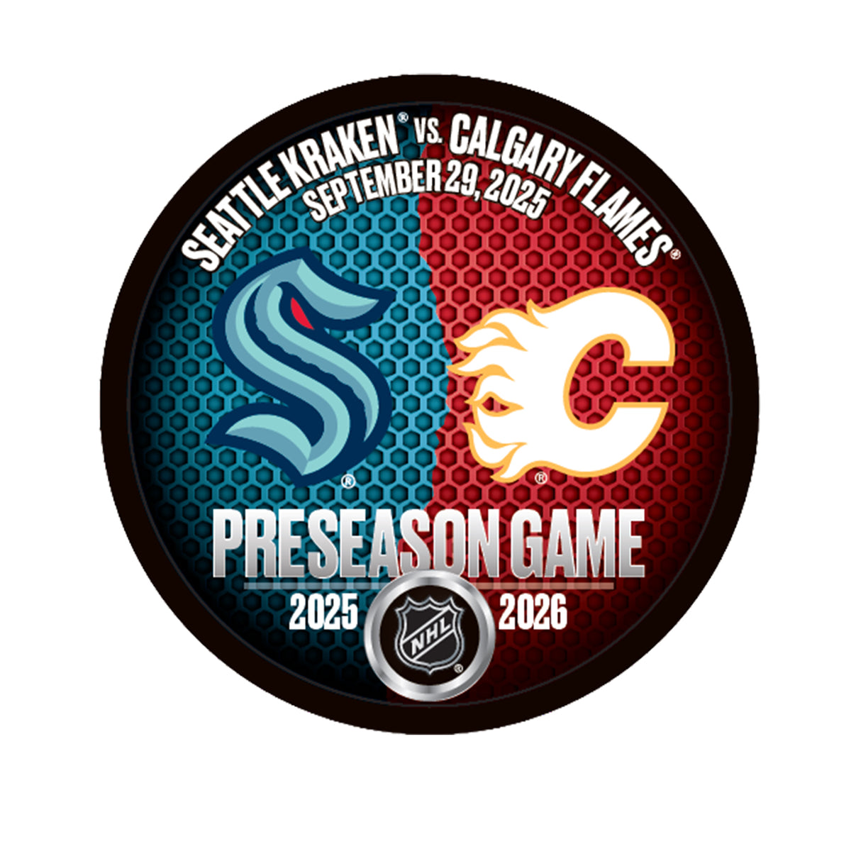 Seattle Kraken Matchup Puck - 9.29.25 - vs. Calgary Flames