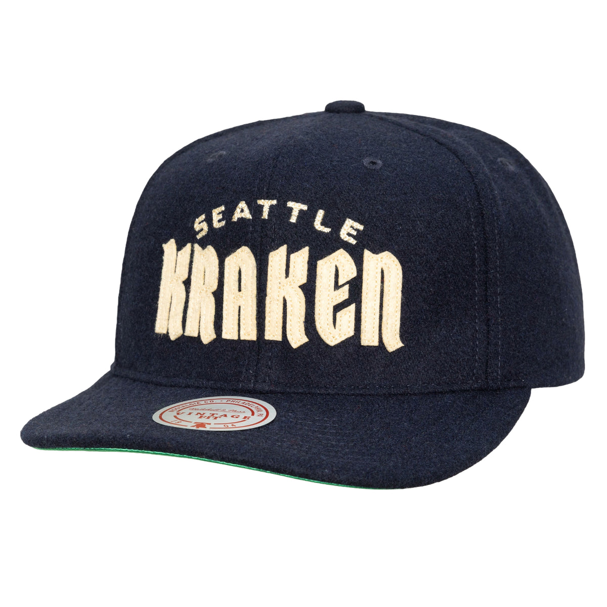 Seattle Kraken Mitchell and Ness Wordmaark Roots Melton Vintage Hat