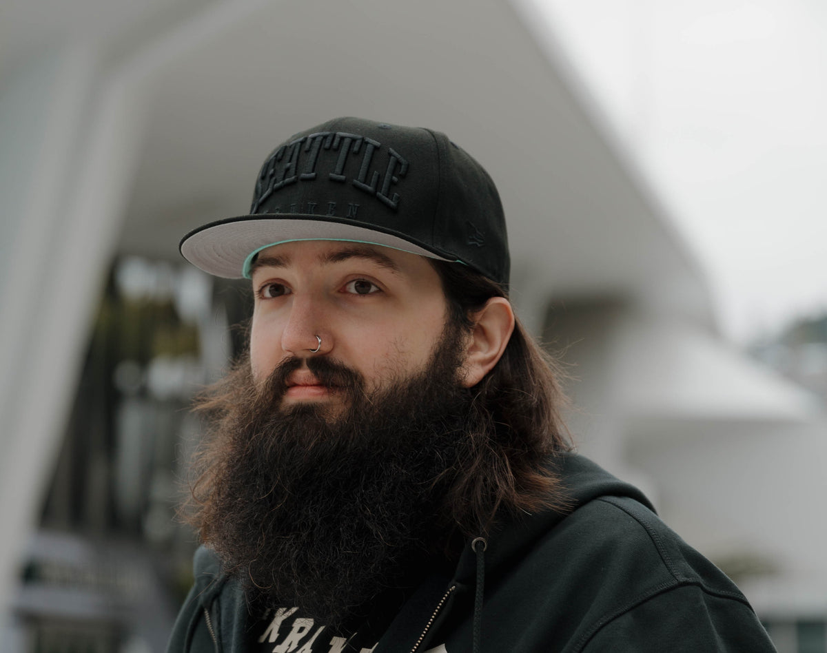 Seattle Kraken New Era 5950 Text Black Tonal