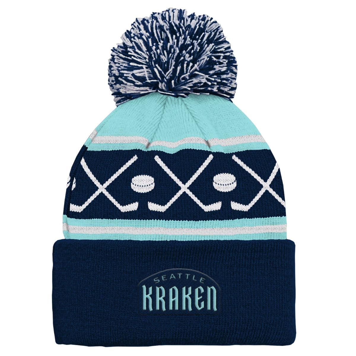 Seattle Kraken Outerstuff Youth Stick and Puck Print Beanie