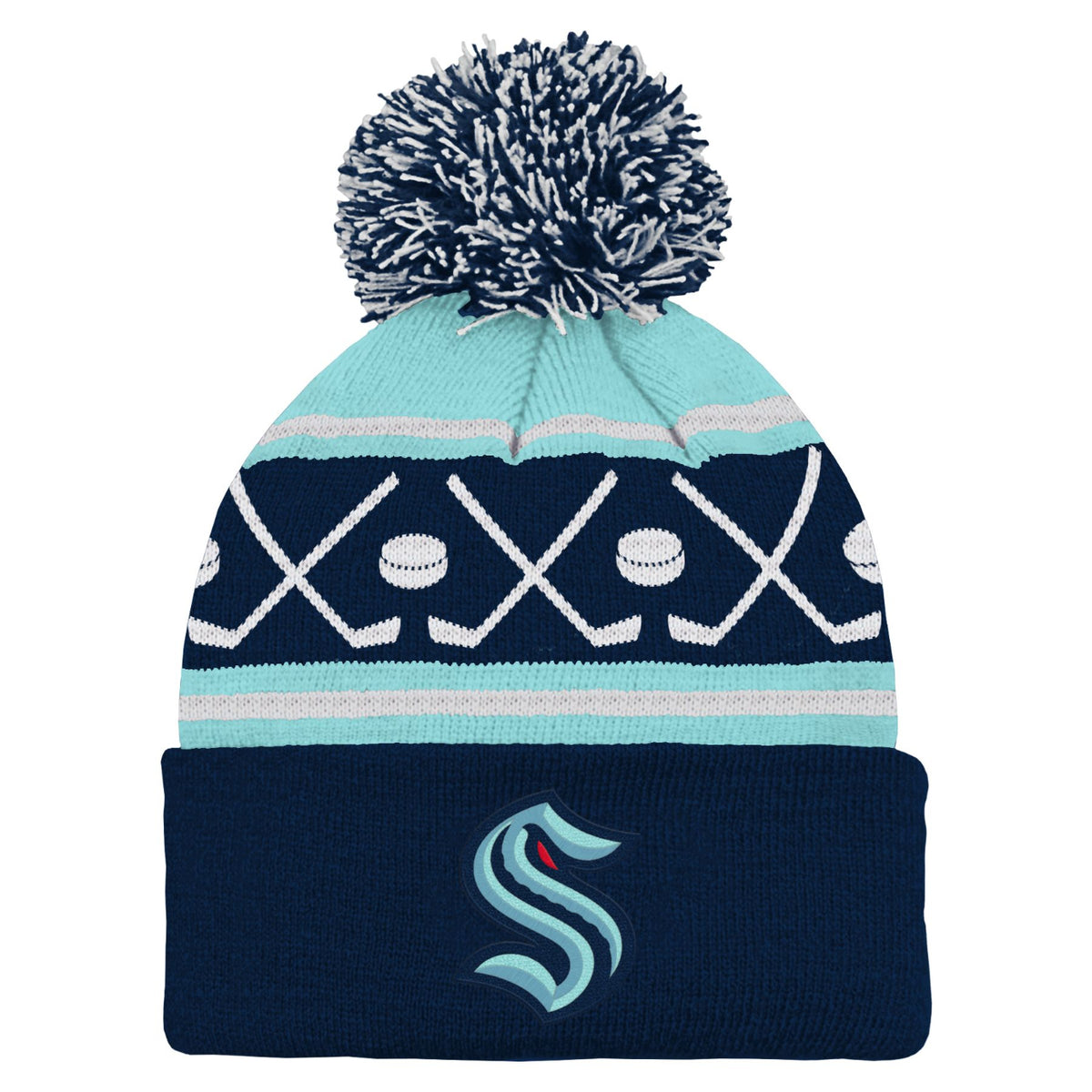 Seattle Kraken Outerstuff Youth Stick and Puck Print Beanie
