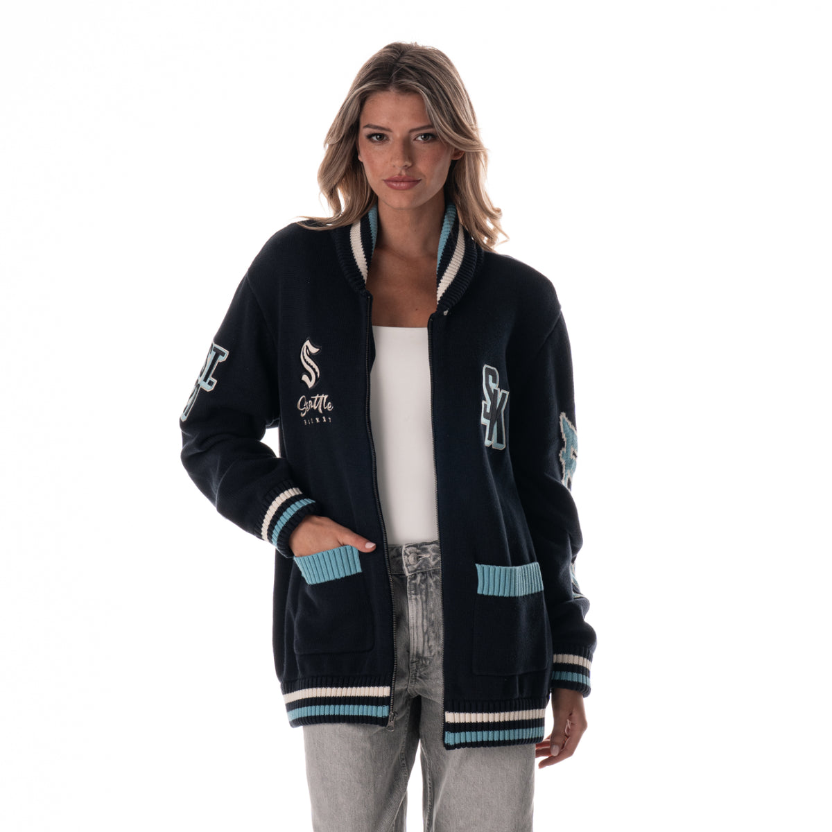 Seattle Kraken Jacquard Zip Up Sweater