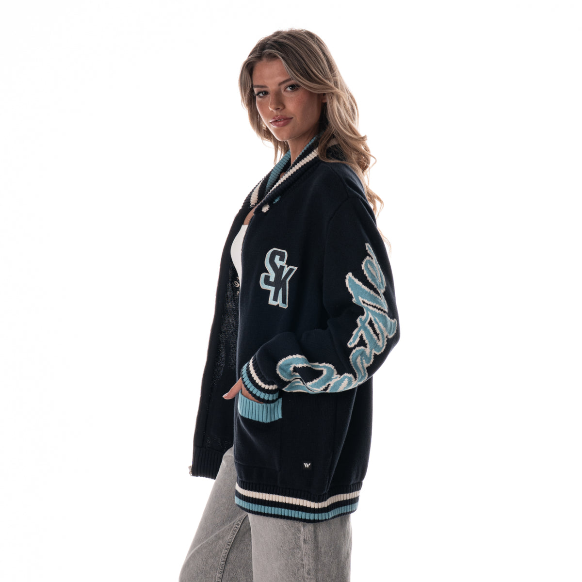 Seattle Kraken Jacquard Zip Up Sweater