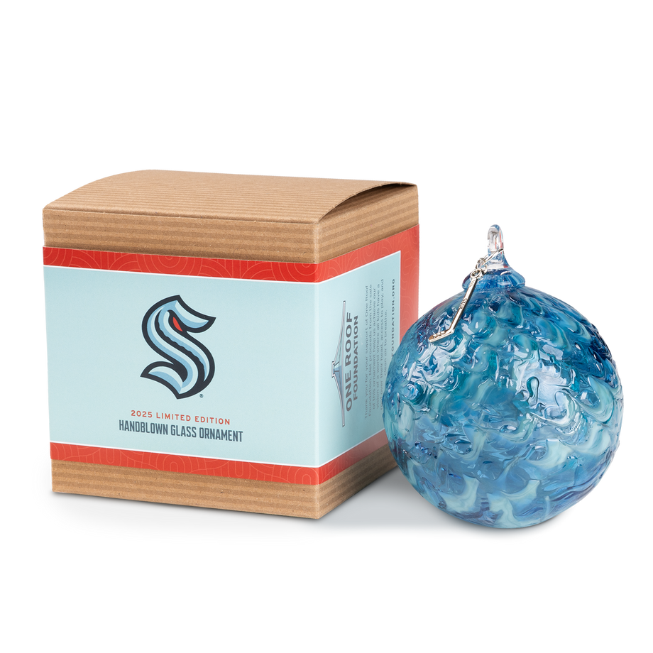 Seattle Kraken 2025 Blown Glass One Roof Foundation Ornament