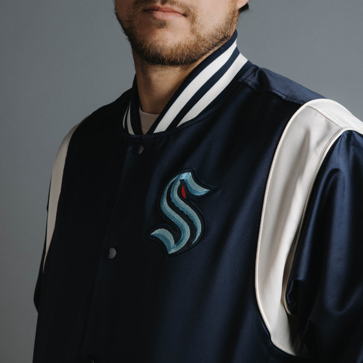 Seattle Kraken Mitchell and Ness Roots Lightweight Satin Jacket