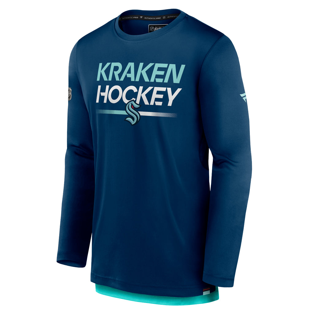 Fanatics Women's Branded Deep Sea Blue Seattle Kraken Authentic Pro Rink  Raglan Tech T-shirt