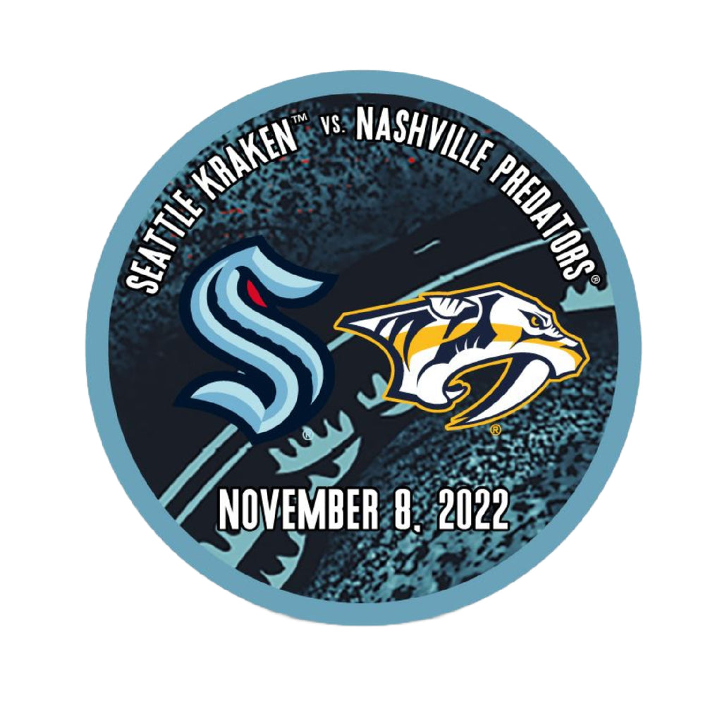 NHL Seattle Kraken Officially Licensed 2022-23 Team Game Puck Design I –  Inglasco Inc.