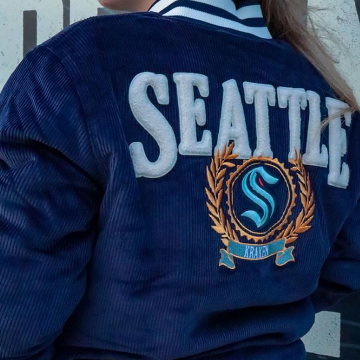Seattle Kraken Mitchell & Ness Corduroy Varsity Jacket