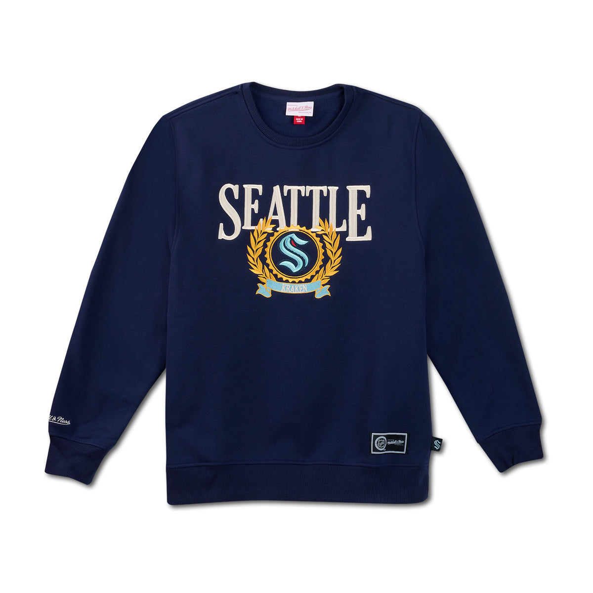 Seattle Kraken Mitchell and Ness Laurel Embroidered Crewneck – Seattle ...