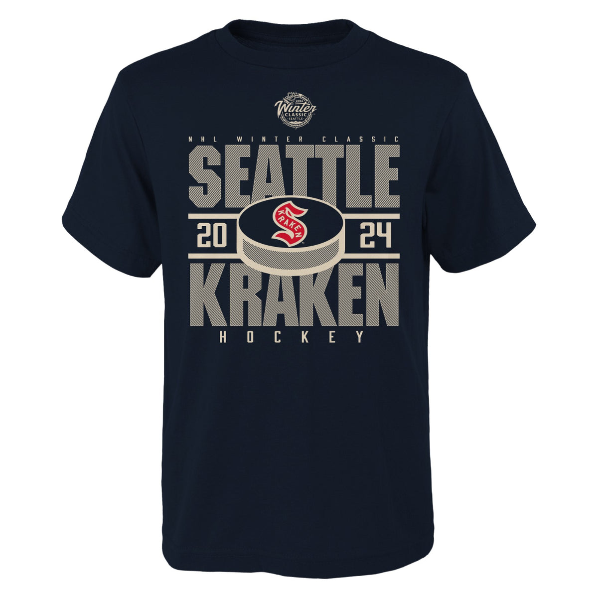 Seattle Kraken NHL Winter Classic Center Puck Youth Tee