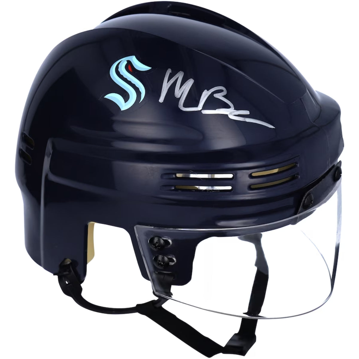 Seattle Kraken Matty Beniers Autographed Navy Mini Helmet