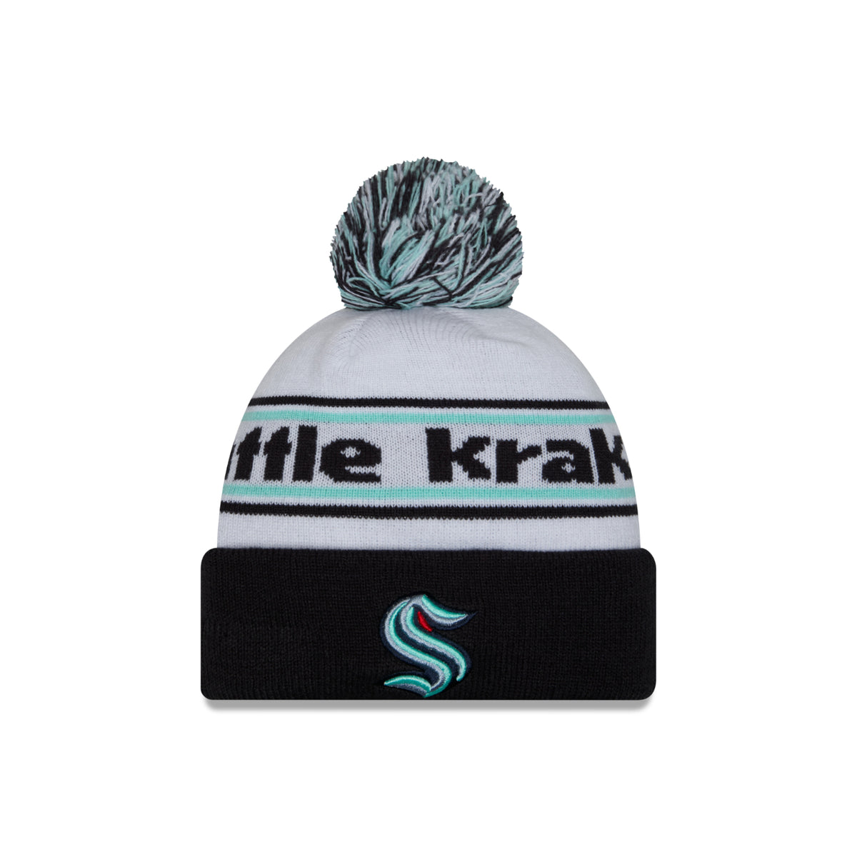 Seattle Kraken White Navy Primary Pom Knit