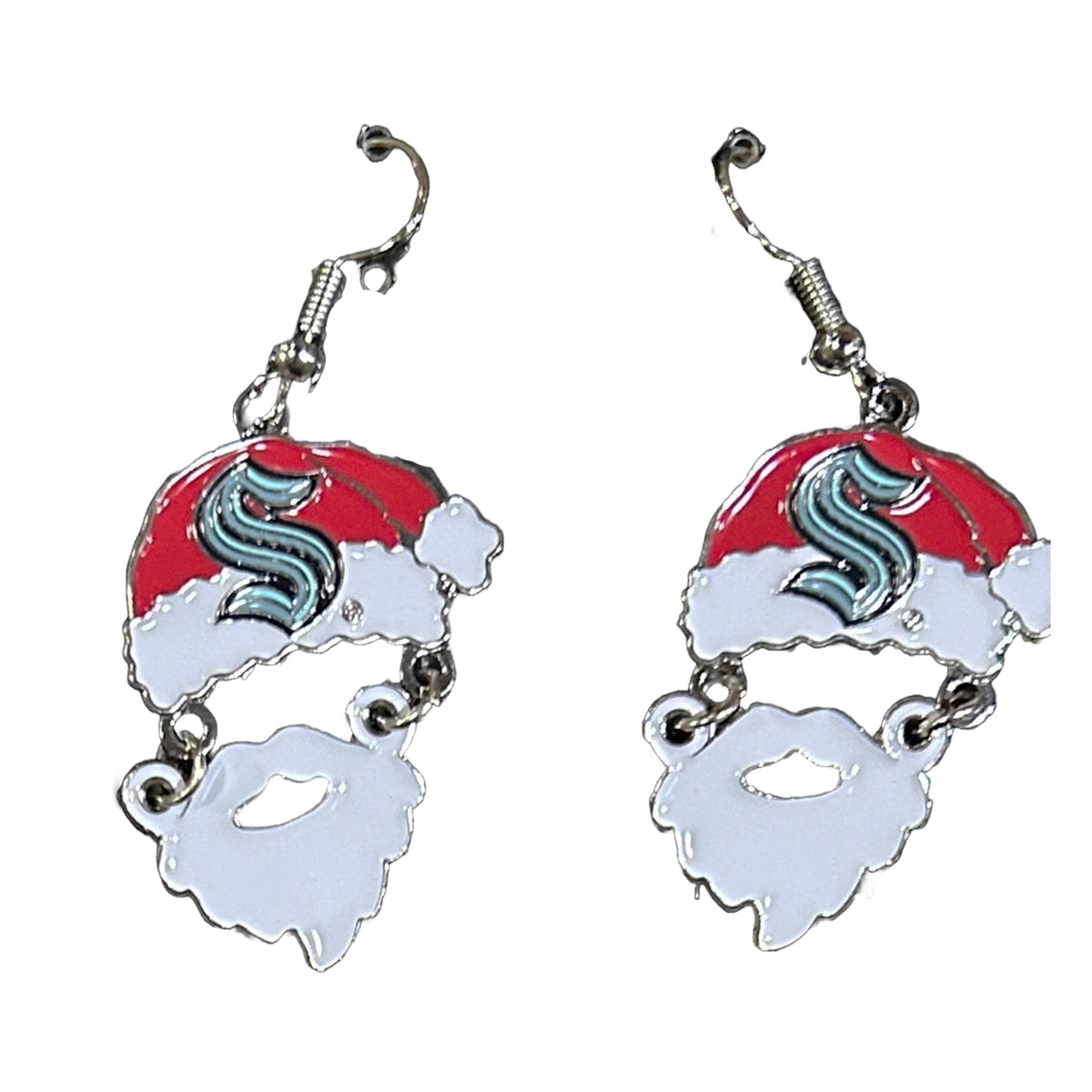 Seattle Kraken Santa Beard Dangler Earrings