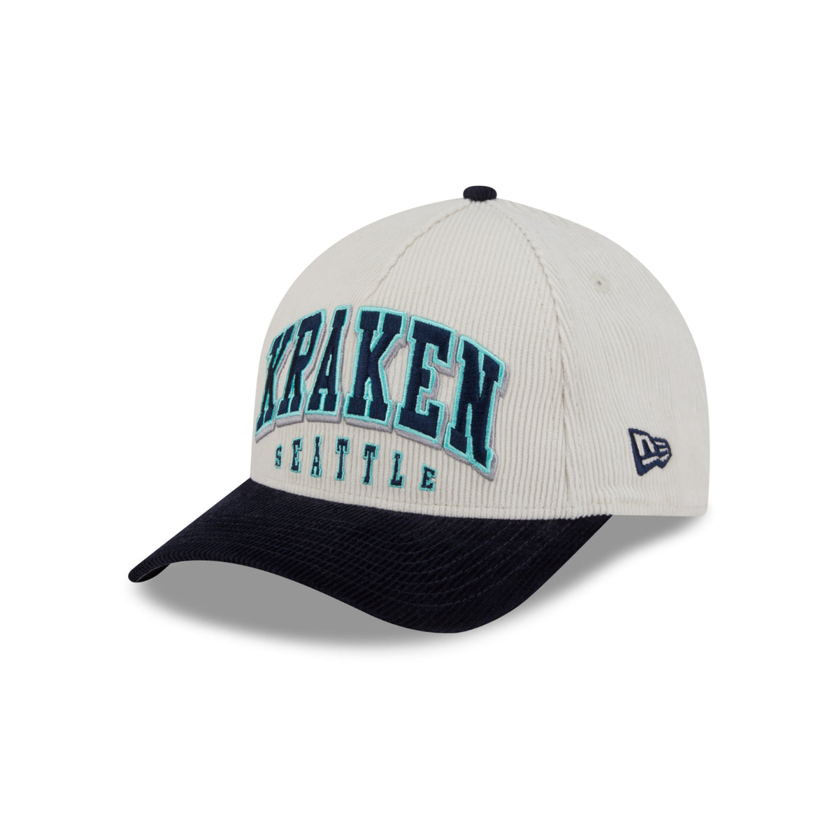 Seattle Kraken New Era 940MC 2 Tone Sided Wordmark Chrome White Snapback Hat