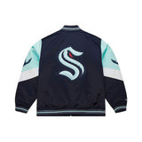 Seattle Kraken Mitchell and Ness Throw it Back Heavyweight Satin Jacket