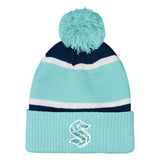 Seattle Kraken Girls Ice Blue Cuffed Pom Beanie