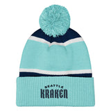 Seattle Kraken Girls Ice Blue Cuffed Pom Beanie