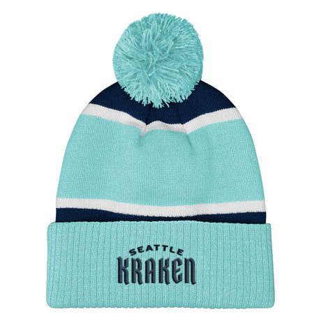 Seattle Kraken Girls Ice Blue Cuffed Pom Beanie