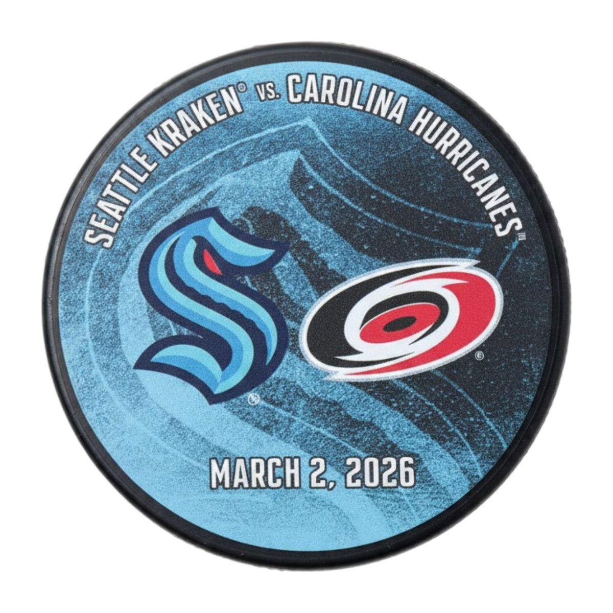 Seattle Kraken Matchup Puck - 3.2.26 - vs. Carolina Hurricanes