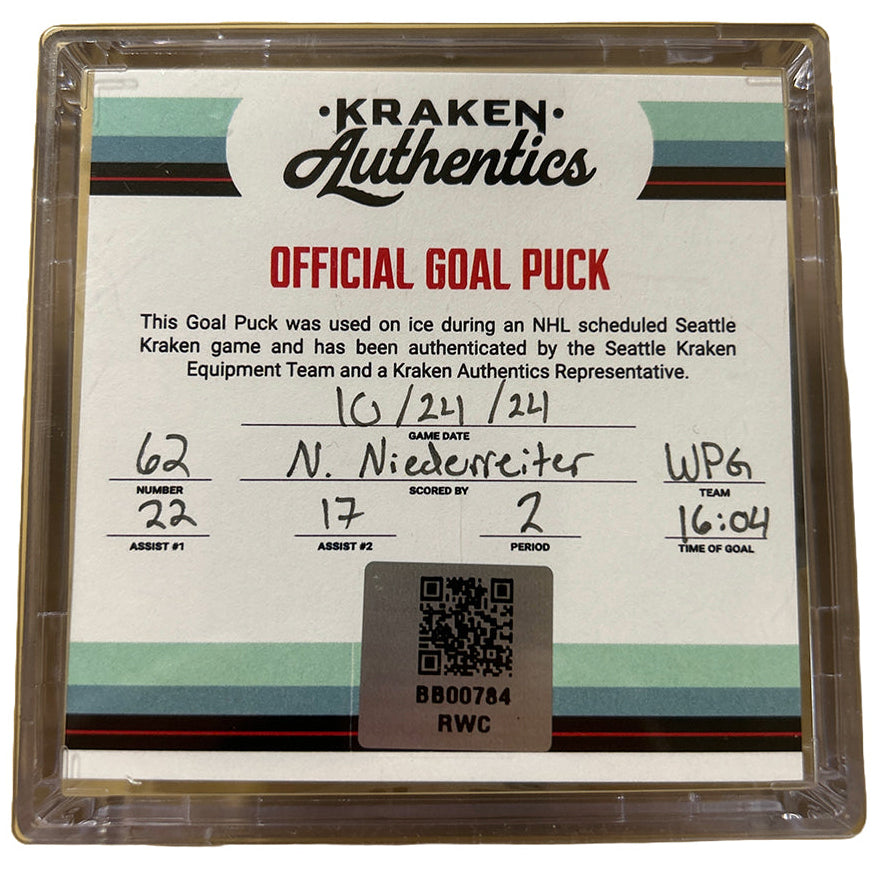 N. Niederreiter #62 Goal Puck 10.24.24