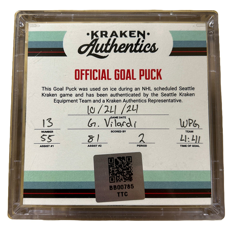 G. Vilardi #13 Goal Puck WPG 10.24.24