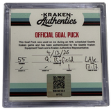 Q. Byfield #55 1/2 LAK Goal Puck 04.13.26