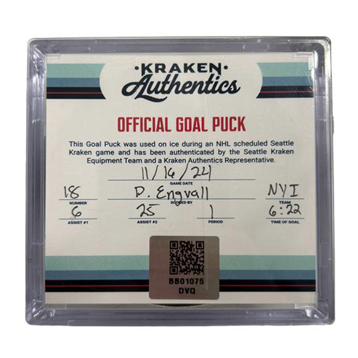 Engvall Goal Puck NYI -11/16/24