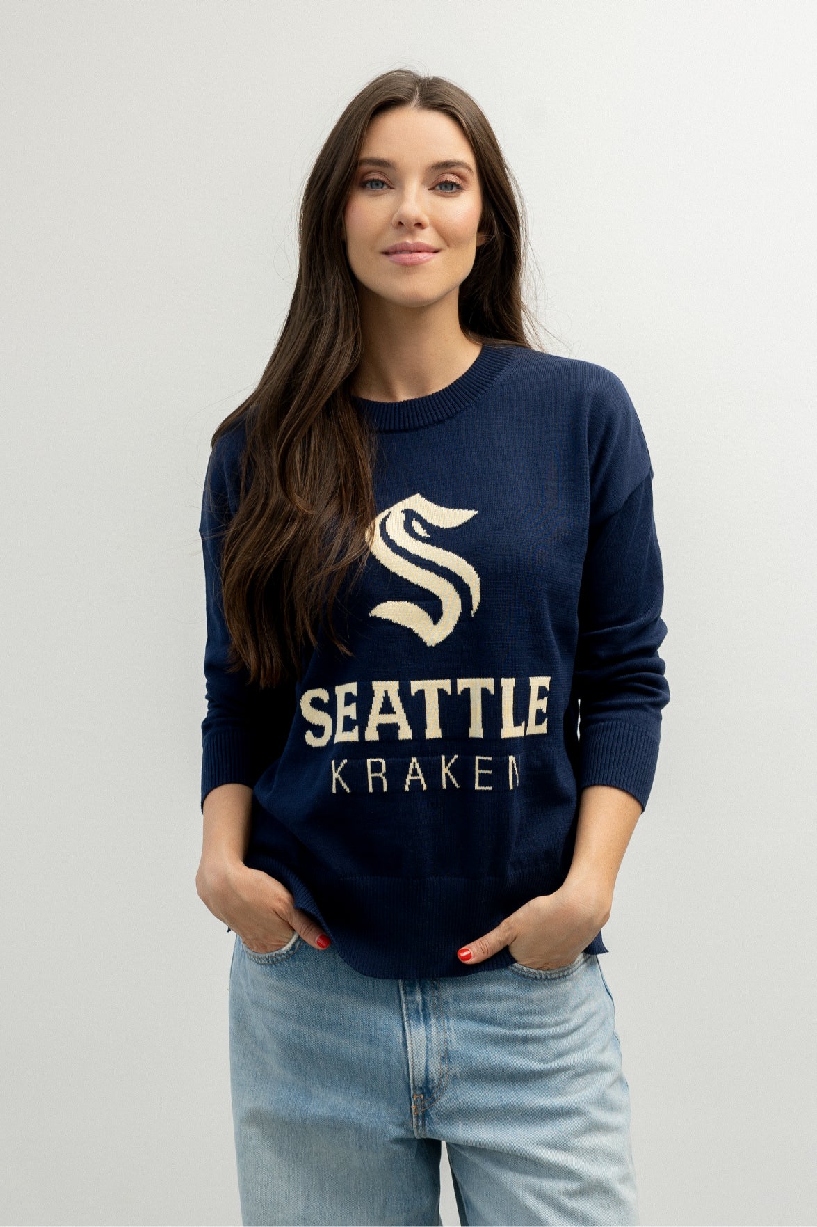 Seattle Kraken Line Change Team Logo Knit Sweater