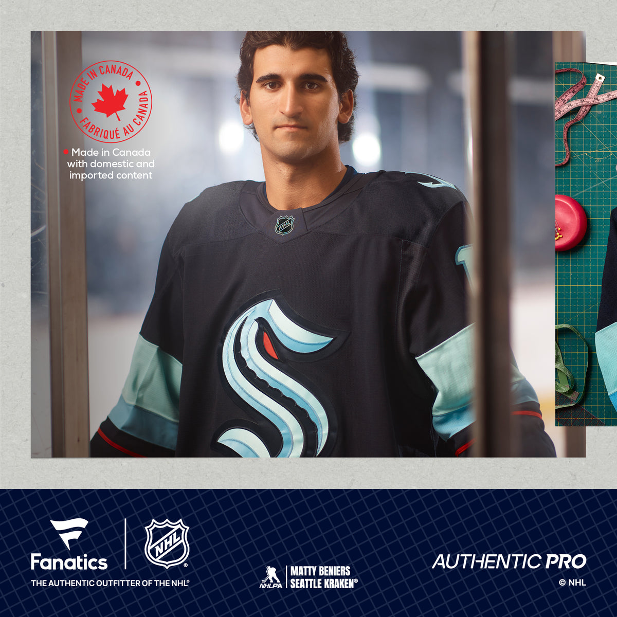 Seattle Kraken Authentic Pro Made In Canada Home Blank Jersey