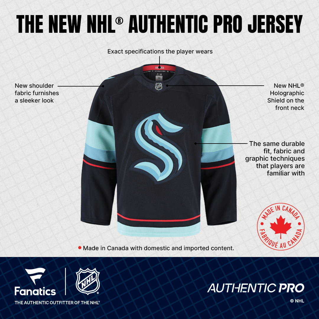 Seattle Kraken Authentic Pro Made In Canada Home Blank Jersey