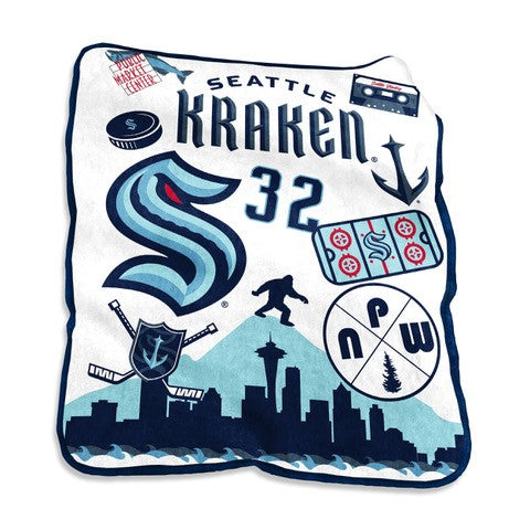 Seattle Kraken Natural Raschel Throw