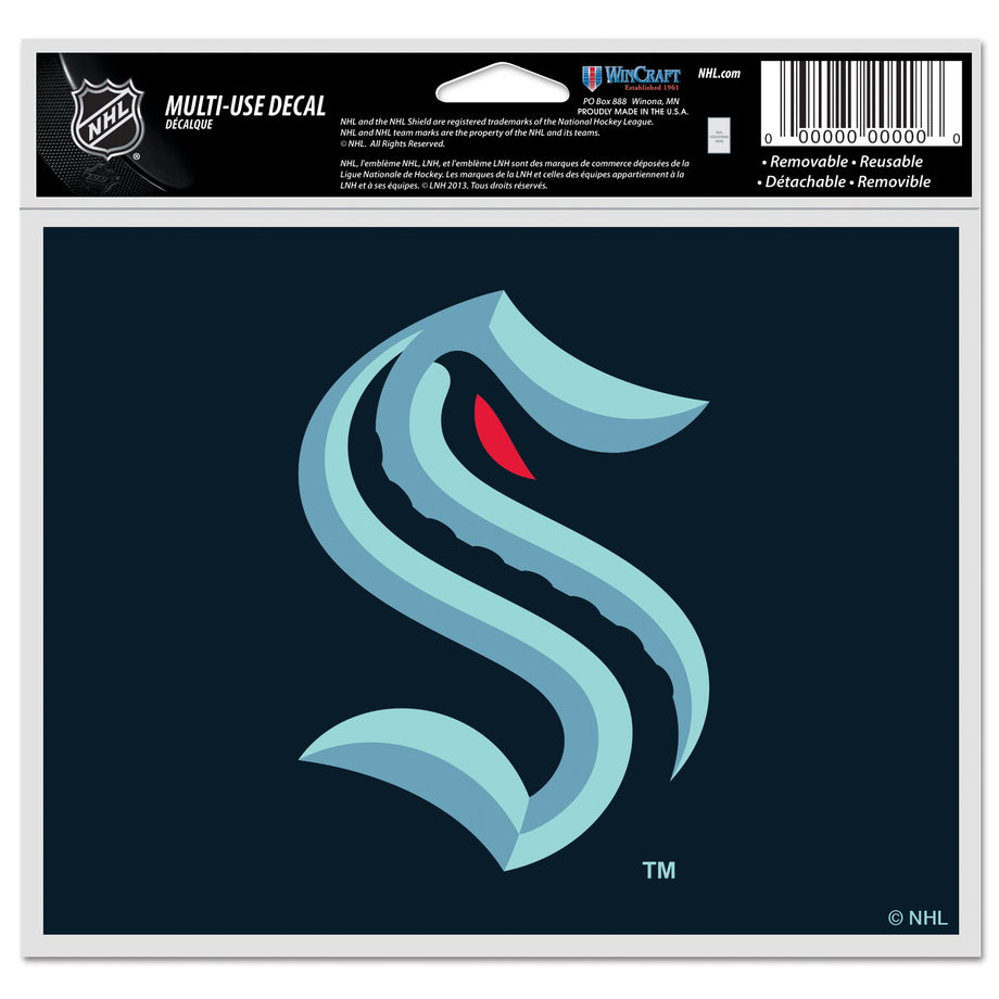 Seattle Kraken State-Shaped Decal – 5x6 Inch Official NHL Vinyl Sticker, Weather Resistant, Made In USA