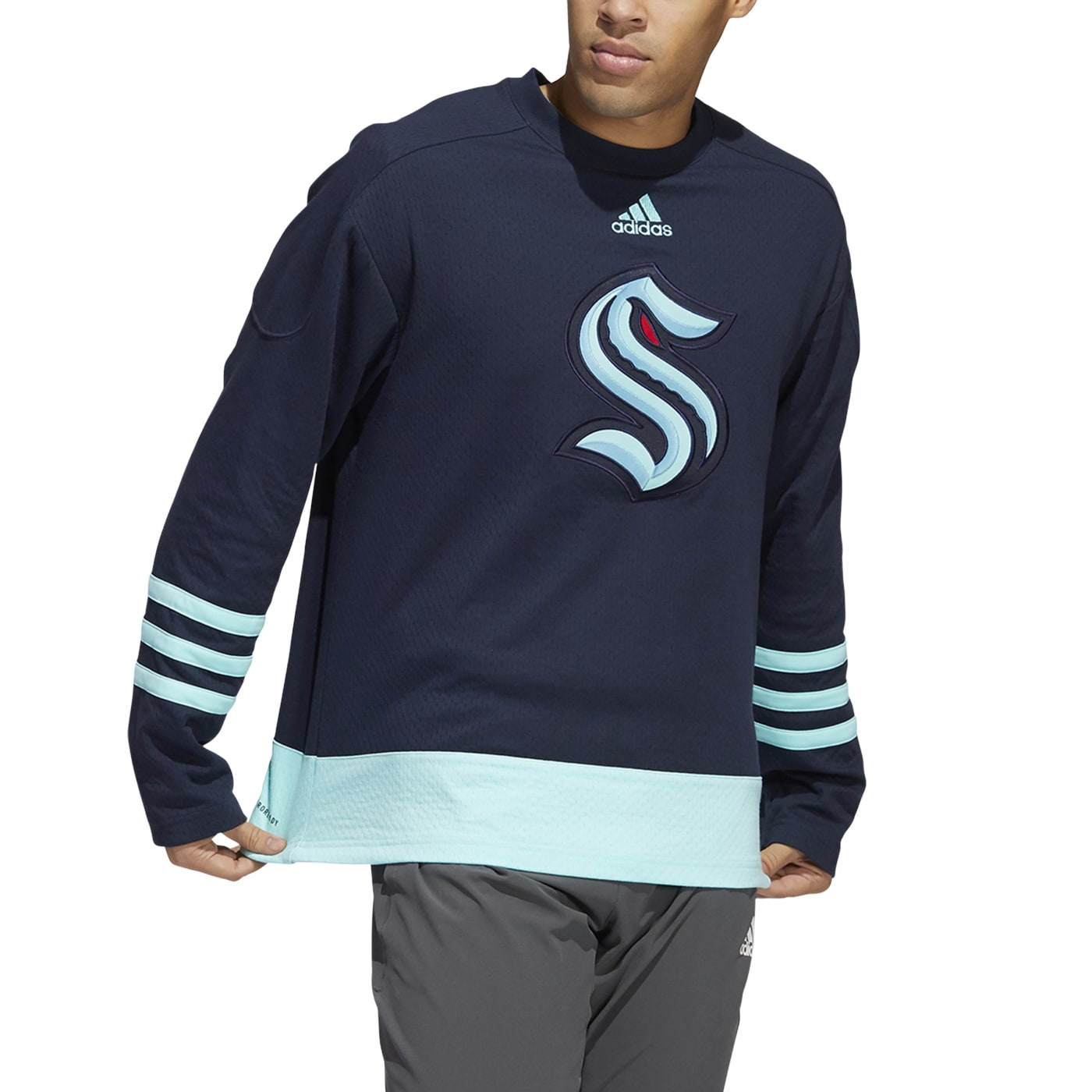 NHL Seattle Kraken 32 KRAKEN Primary Logo Navy Adidas Men Jersey