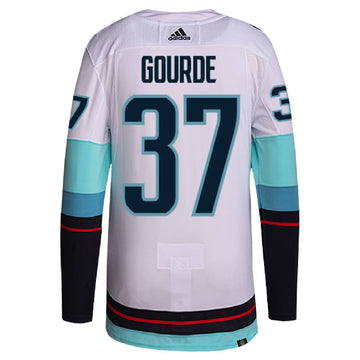 Men Seattle Kraken Yanni Gourde #37 2021 Expansion Draft Golden Edition  White Jersey – Choose Your Style With Us